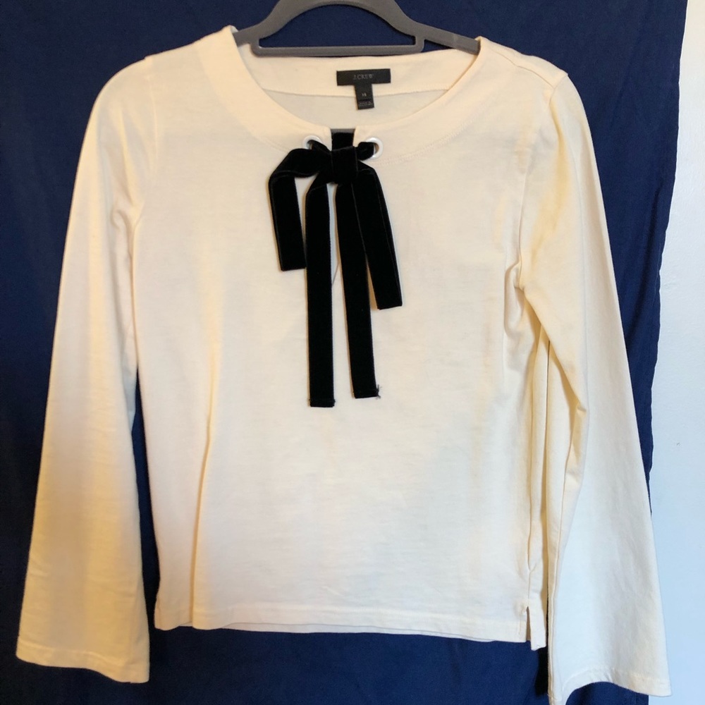 J.Crew Velvet Bow Front Top